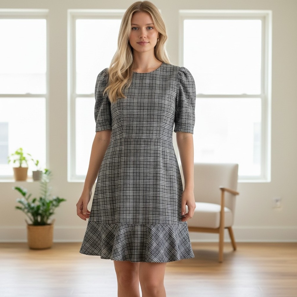 Luxology Houndstooth Mini Dress Small Academia Preppy